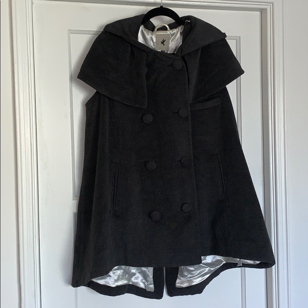 Beautiful charcoal capelet/ sleeveless coat